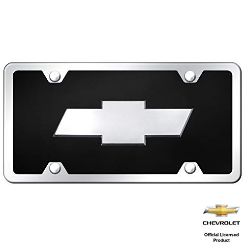 Au-Tomotive Gold INC_ Chevrolet 3D Logo Black Acrylic License Plate with Chrome Frame Kit Au-Tomotive Gold INC_ Chevrolet 3D Logo Black Acrylic License Plate with Chrome Frame Kit