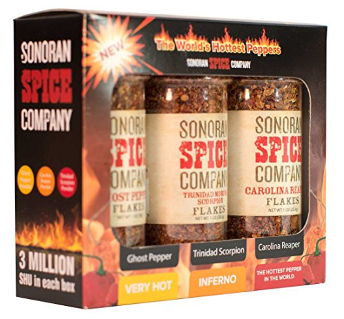 Sonoran Spice Carolina Reaper Trinidad Scorpion Ghost Pepper 1 Oz Flakes Gift Box