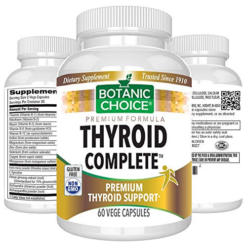 Botanic Choice Thyroid Complete - Herbal Daily Supplement - Supports Weight Loss Goals Promotes Healthy Metabolism and Thyroid Function for Overall Wellness 60 Capsules
