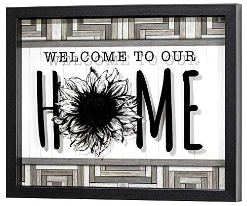 Dicksons Welcome to Our Home Black White 12 x 15 Wood Decorative Wall and Tabletop Sign Plaque