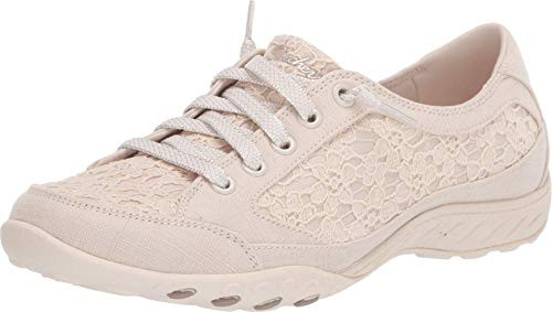 Skechers Womens Breathe-Easy Canvas and Eyelet Sneaker Natural 7_5 M US