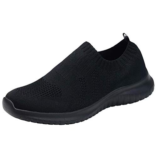 konhill Womens Walking Tennis Shoes - Lightweight Athletic Casual Gym Slip on Sneakers 8_5 US All Black40