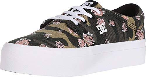 DC Womens Trase Platform TX SE Skate Shoe Camo White 8_5 B M US