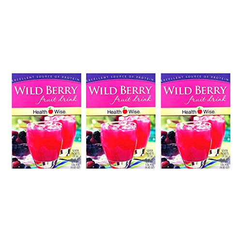 3 Box Value Pack 21 Servings Healthwise - High Protein Diet Fruit Drink - Wild Berry - Instant Weight Loss Cold Drink - 15g Protein - Low Sugar - Low Carb - Low Calorie