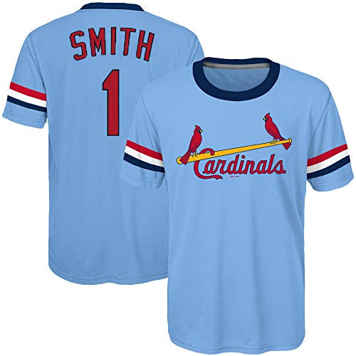 MLB Youth 8-20 Performance Cooperstown Sublimated Name and Number Jersey T-Shirt Ozzie Smith St Louis Cardinals Blue 8 MLB Youth 8-20 Performance Cooperstown Sublimated Name and Number Jersey T-Shirt Ozzie Smith St Louis Cardinals Blue 8