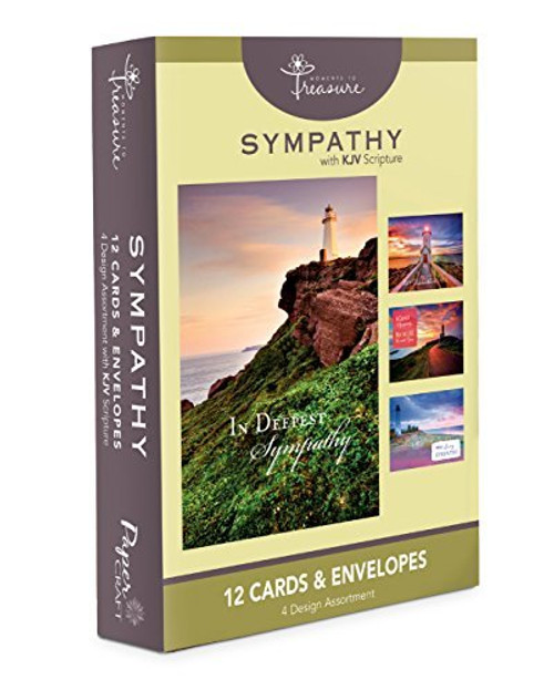12 Count Boxed Lighthouse Sympathy Cards Bulk with KJV Scripture - Greeting Cards For Her for Him