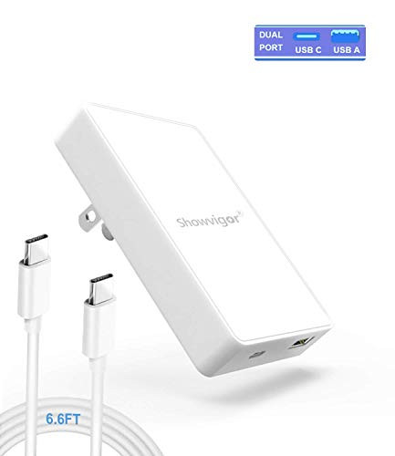 65w USB C Fast Charger THIRDBST 2-Port Wall Charger with QC 3_0 18W USB A Power Adapter PD 3_0 Foldable Travel Charger Wall Plug for MacBook iPhone Samsung with 6_6ft USB C-C Fast Charging Cord