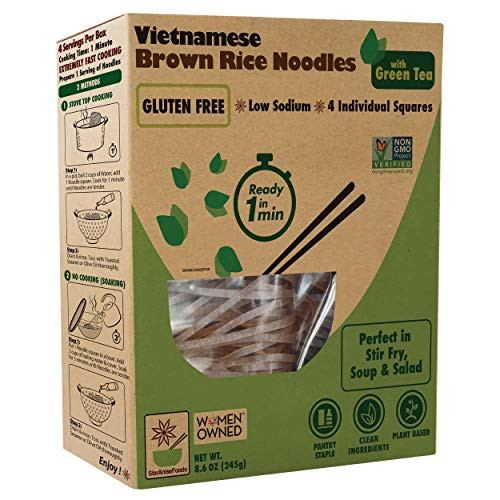 Rice Noodles Brown Rice Noodles Ramen Noodles Alternative Non-GMO Pad Thai Noodles Star Anise Foods Brown Rice Noodles with Green Tea 24 servings