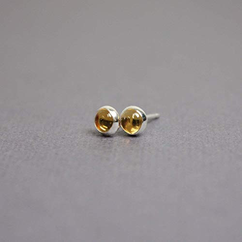 Citrine Stud Earrings 4mm Sterling Silver