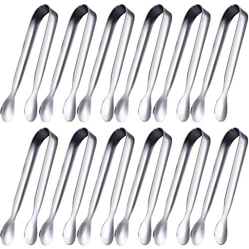 Gejoy 12 Pack Sugar Tongs Ice Tongs Stainless Steel Mini Serving Tongs Appetizers Tongs Small Kitchen Tongs for Tea Party Coffee Bar Kitchen