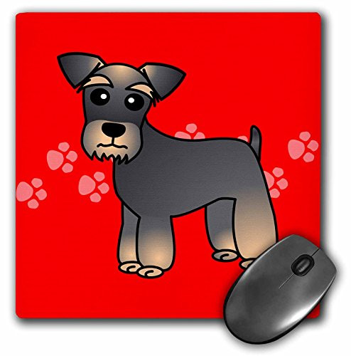 3dRose LLC 8 x 8 x 0.25 Inches Mouse Pad, Miniature Schnauzer Banded Brown Base Coat Salt and Pepper Cartoon Dogred with Pawprints (mp_40887_1)