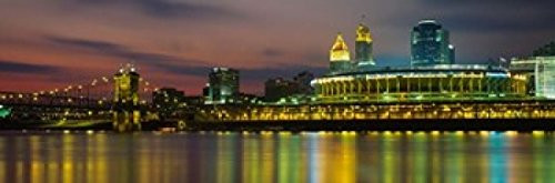 Posterazzi Cincinnati Buildings at Night Ohio Poster Print by Panoramic Images 37 x 12