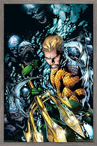 Trends International DC Comics - Aquaman - Trident Wall Poster 14_725 x 22_375 Barnwood Framed Version