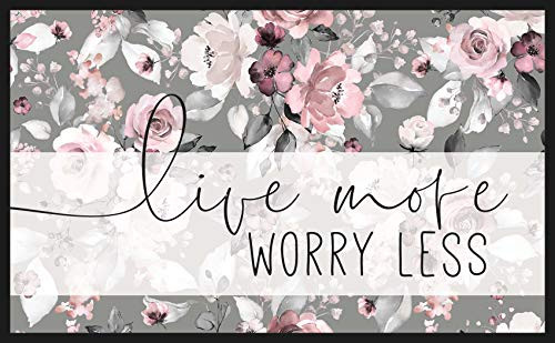 P_ Graham Dunn Live More Worry Less Grey Floral 17_75 x 11_25 Pine Wood Framed Art Sign P_ Graham Dunn Live More Worry Less Grey Floral 17_75 x 11_25 Pine Wood Framed Art Sign