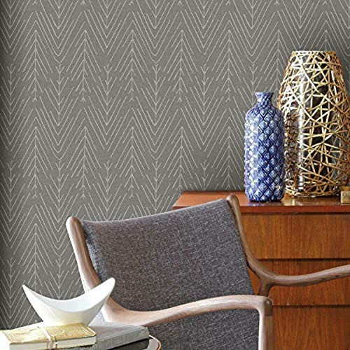 RoomMates Twig Hygge Herringbone Grey Peel and Stick Wallpaper