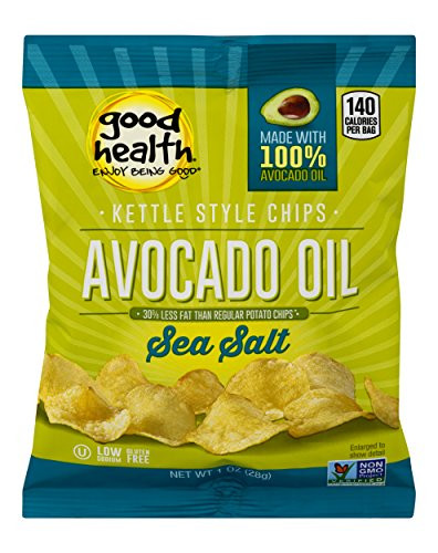 Good Health Kettle Style Potato Chips Avocado Oil Sea Salt 1 oz_ Bag 30 Pack  Gluten Free Crunchy Chips Cooked in 100 Avocado Oil Great for Lunches or Snacking on the Go