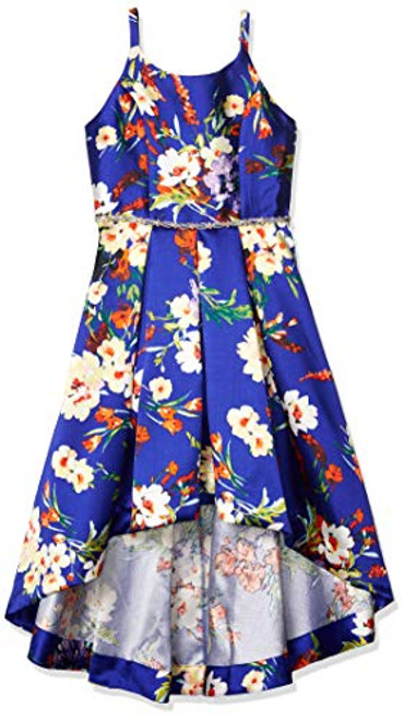 Speechless Girls Sleeveless High-Low Taffeta Party Dress NavyFloral 10