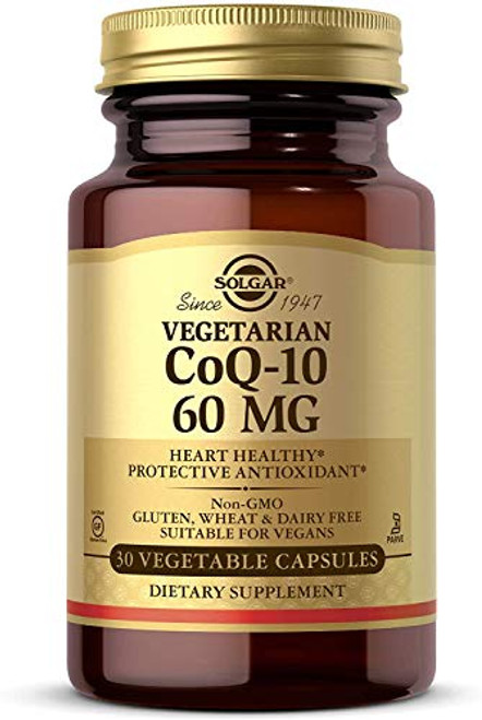 Solgar Vegetarian CoQ-10 60 mg 180 Vegetable Capsules - Heart Healthy Protective Antioxidant - Coenzyme Q-10 CoQ-10 Supplement - Non-GMO Vegan Gluten Free Dairy Free Kosher - 180 Servings Solgar Vegetarian CoQ-10 60 mg 180 Vegetable Capsules - Heart Healthy Protective Antioxidant - Coenzyme Q-10 CoQ-10 Supplement - Non-GMO Vegan Gluten Free Dairy Free Kosher - 180 Servings
