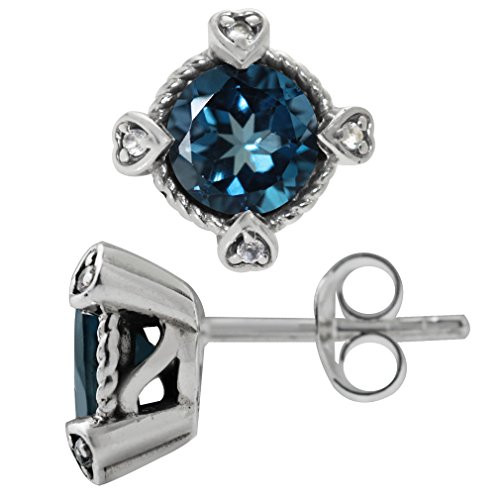 Silvershake 3_1ct_ Genuine London Blue and White Topaz 925 Sterling Silver Stud Post Earrings