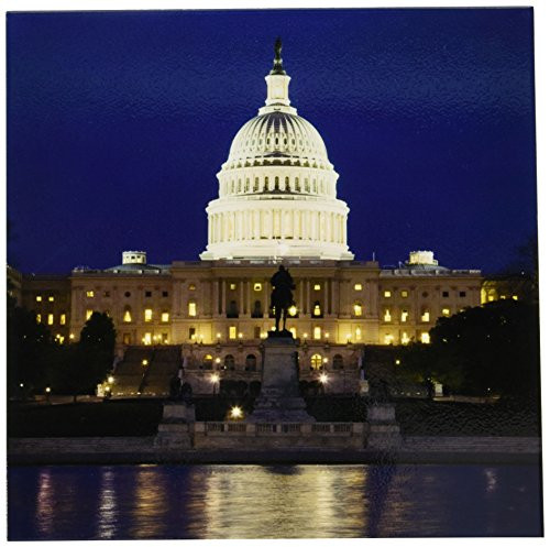 3dRose ct-88979-4 Washington D_C_ Reflection of Capitol Building-Us09 Bja0045-Jaynes Gallery-Ceramic Tile 12-Inch