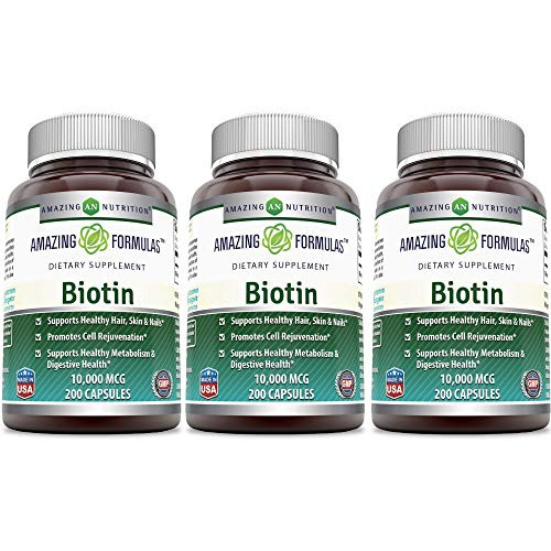 Amazing Nutrition Biotin 10000 Mcg Dietary Supplement 200 Capsules 200 Capsules Pack of 3