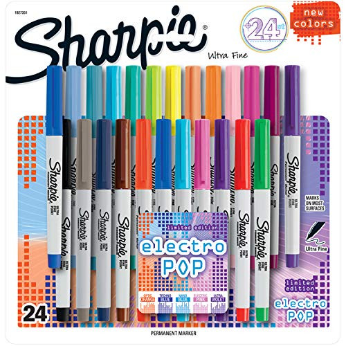 SHARPIE Electro Pop Permanent Markers Fine Point Assorted Colors 24 Count 2 Pack24 Count