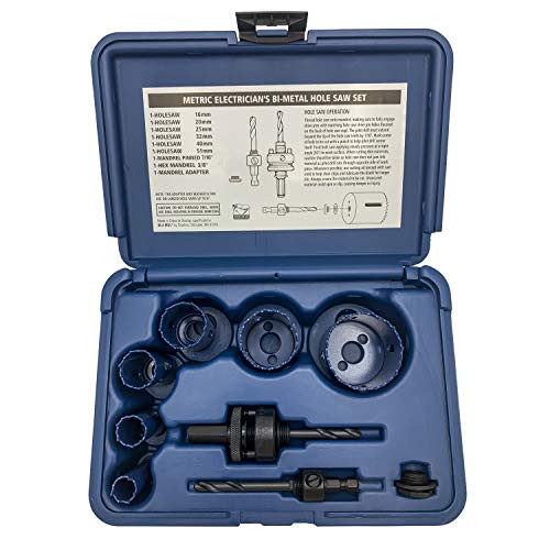Disston E0103115 Boxed Blu-Mol Bi-Metal Hole Saw Kits 9-Piece Electricians Kit metric