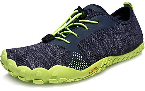 TSLA Mens Trail Running Shoes Lightweight Athletic Zero Drop Barefoot Shoes Non Slip Outdoor Walking Minimalist Shoes Minimalistbk40 - Navy 10