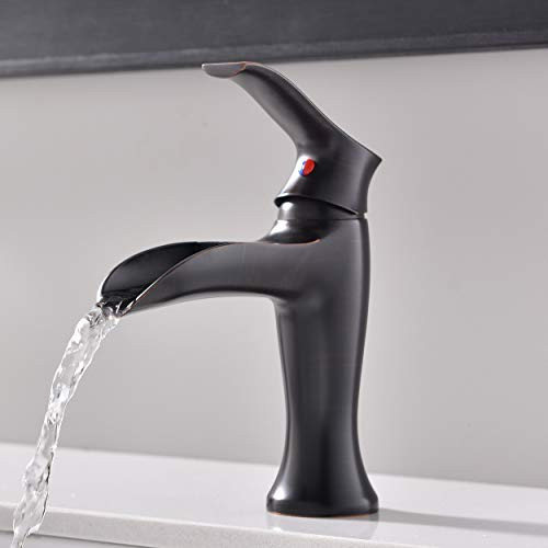 Ufaucet Commercial Modern Stainless Steel Single Handle Oil Rubbed Bronze Bathroom Faucet Lavatory Vanity Sink Faucet Without Pop Up Drain