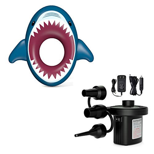 Jasonwell Inflatable Shark Pool Float Shark Floaties and Electric Air Pump