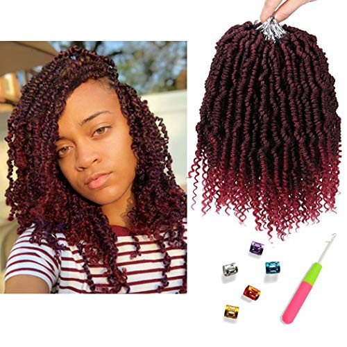 Bomb Twist Crochet Hair 6 Packs 10inch Spring Twist Crochet Braids Pretwisted Passion Twist Hair Prelooped Crochet Hair Synthetic Braiding Hair Extension Fluffy Twist Dreadlocks Hair for WomenTbug