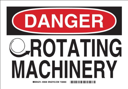 Brady 59508 Aluminum, 7" X 10" Danger Sign Legend, "Rotating Machinery (W/Picto)"