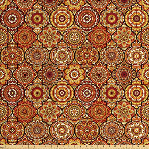 Ambesonne Moroccan Fabric by The Yard Vintage Hand Drawn Style Ottoman Trellis Floral Motifs Decorative Fabric for Upholstery and Home Accents 3 Yards Orange Yellow Ambesonne Moroccan Fabric by The Yard Vintage Hand Drawn Style Ottoman Trellis Floral Motifs Decorative Fabric for Upholstery and Home Accents 3 Yards Orange Yellow