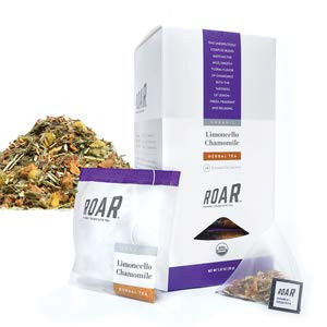 ROAR Organic Limoncello Chamomile Herbal Tea Pyramid Bags 80 count 4 Boxes of 20 Bags Each Naturally Caffeine Free