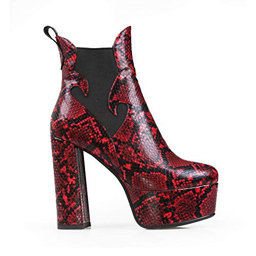 wetkiss Platform Chunky Ankle Boots for Women Comfort Block Heel Booties Elastic Side High Heel Chelsea Boots