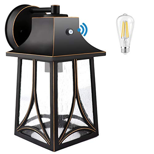 PARTPHONER Dusk to Dawn Outdoor Light Fixture Wall Mount Aluminum Porch Light with Photocell Sensor Exterior Wall Sconce Lighting Outside Wall Lantern with LED Bulb for Garage Doorway