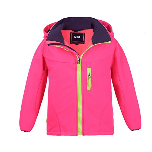 M2C Girls Hooded Waterproof Windbreaker Fleece Lined Softshell Jacket 4T Pink
