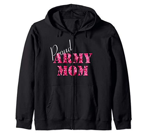 Pink Digital Camo Shirt Proud Army Mom Zip Hoodie