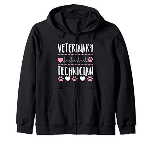Veterinary technician cute paw print heart vet tech gift tee Zip Hoodie