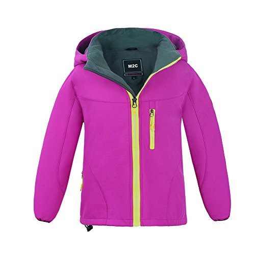 M2C Girls Hooded Waterproof Windbreaker Fleece Lined Softshell Jacket 910 Rose