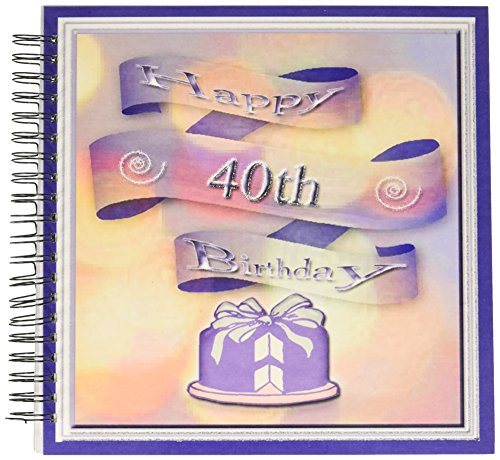 3dRose db-24380-2 Ribbon and Cake Happy 40th Birthday Memory Book 12 by 12-Inch