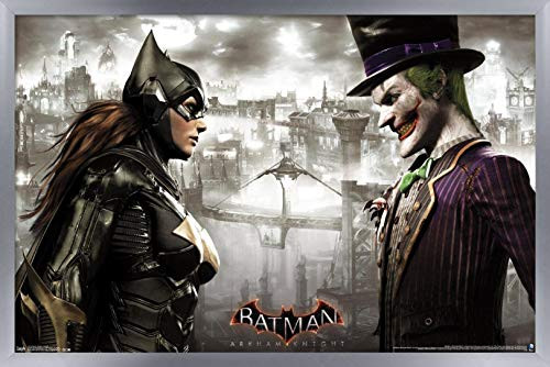 Trends International DC Comics Video Game - Arkham Knight - Faceoff Wall Poster 14_725 x 22_375 Silver Framed Version