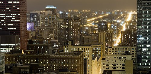 Posterazzi Buildings in a city lit up at night South Loop Chicago Illinois USA Poster Print 36 x 12