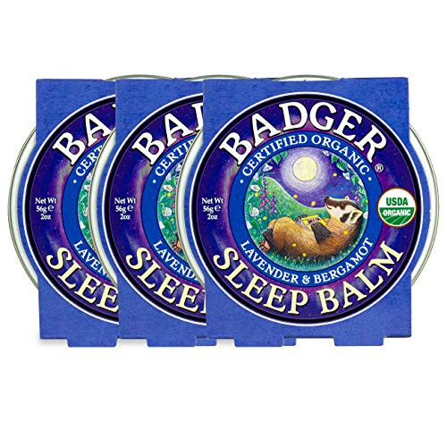 Badger - Sleep Balm Lavender   Bergamot Natural Sleep Balm Scented Relaxing Balm for Children and Adults Calming Night Balm Organic Sleep Balm 2 oz 3 Pack