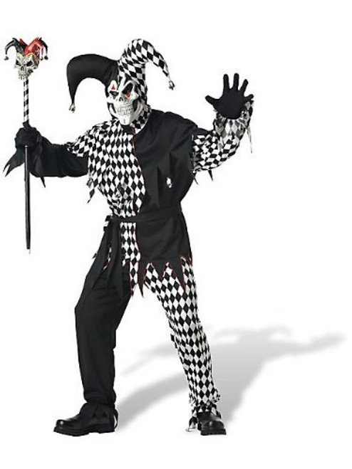 California Costumes mens Adult- Black Evil Jester Adult Sized Costume BlackWhite X-Large US