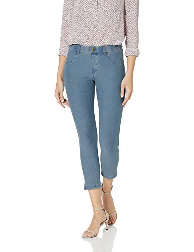 HUE Womens Essential Denim Jean Capri Leggings Assorted Ankle SlitStone Acid Wash M