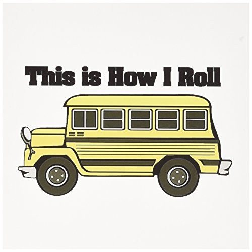 3dRose Greeting Cards, 6 x 6 Inches, Pack of 6, This Is How I Roll Short Yellow School Bus (gc_102559_1)
