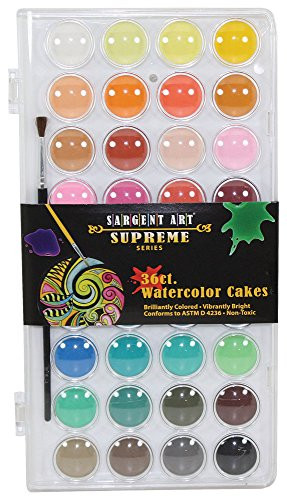 Sargent Art 23-8436 Supreme Series 36 Count Watercolor Cakes Set