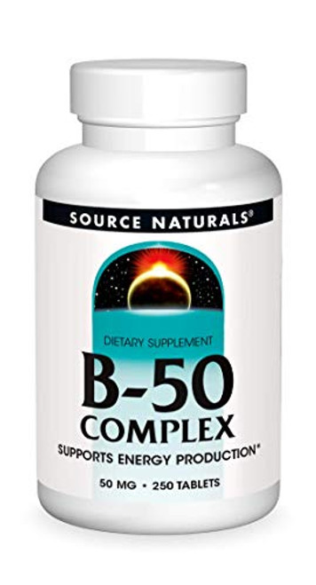 Source Naturals B-50 Complex 50 mg B-Vitamins For Energy Production Support - 250 Tablets