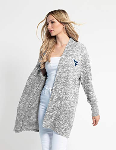 chicka-d West Virginia Mountaineers Womens Cozy Fleece Cardigan Heather Grey Small
